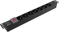 Exegate ServerPro PDU-19H703 Al-7S-C20-SW EX280838RUS Блок силовых розеток 19" чёрный 1U 7 евророзеток