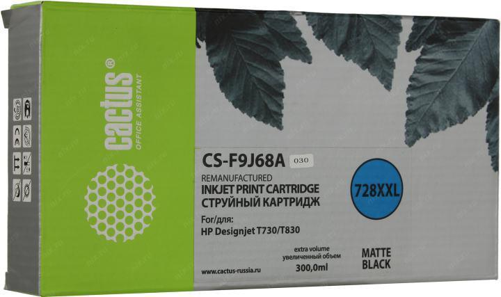 CACTUS F9J68A Картридж 728XL для HP DJ T730/T830, черный матовый (300мл) - фото 1 - id-p203908622