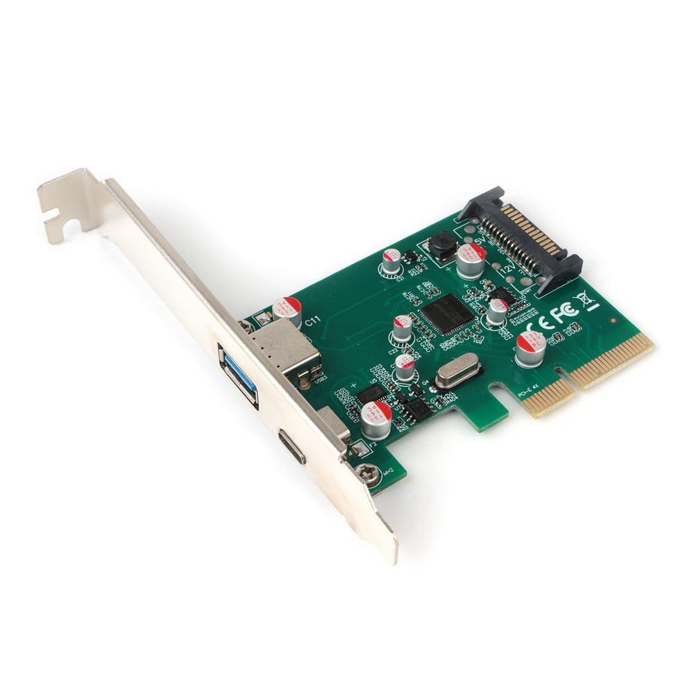 Контроллер PCI-Ex SPCR-02 Gembird USB 3.0 Type-A + USB Type-C, питание - SATA