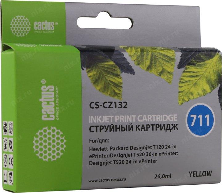Картридж Cactus CS-CZ132 (№711) Yellow для HP DJ T120/T520 - фото 1 - id-p212698303