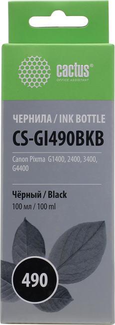 Чернила Cactus CS-GI490BKB Black для Canon Pixma G1400/2400/3400/4400 (100мл) - фото 1 - id-p212722283