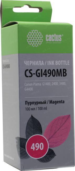 Чернила Cactus CS-GI490MB Magenta для Canon Pixma G1400/G2400/G3400/G4400 (100мл) - фото 1 - id-p212698347