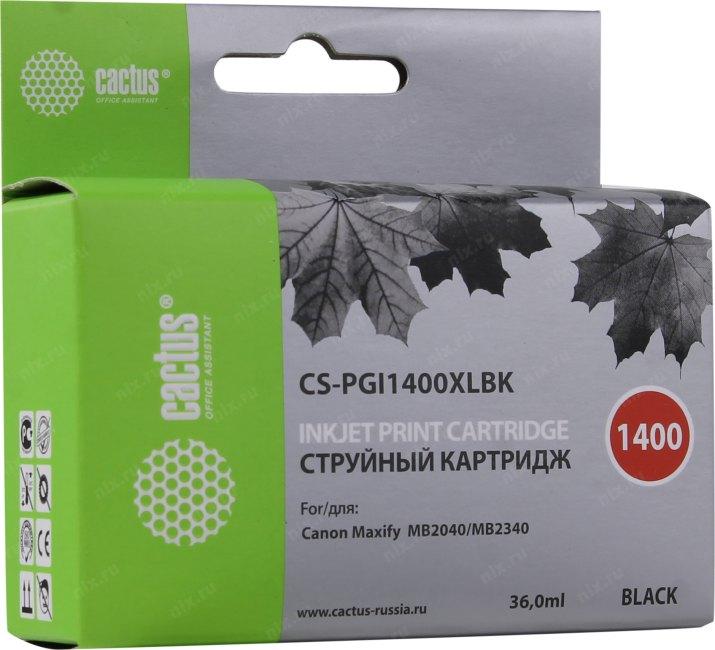 CACTUS PGI-1400XL BK Картридж струйный для Canon MB2050/MB2350/MB2040/MB2340, черный (36мл) - фото 1 - id-p212710191