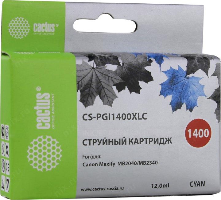 CACTUS PGI-1400XL C Картридж струйный для Canon MB2050/MB2350/MB2040/MB2340, голубой (12мл) - фото 1 - id-p212702890