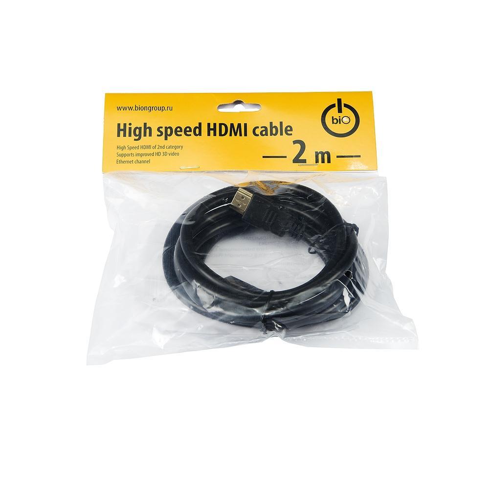 Bion Кабель HDMI v2.0, 19M/19M, 3D, 4K UHD, 2м, черный [BXP-HDMI2MM-020] - фото 1 - id-p212717468