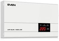 Стабилизатор SVEN AVR SLIM-1000 LCD, релейный, 800вт, 1000Ва, 140-260в, функция «пауза», 1 евророзетка, 2.9 кг