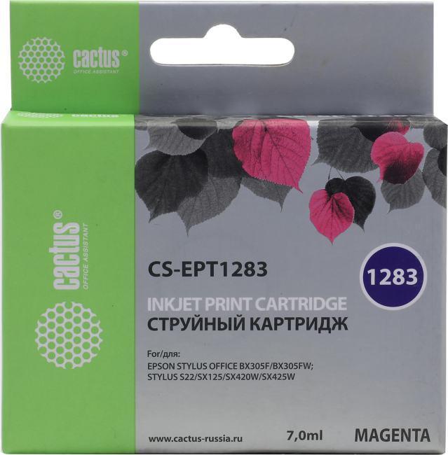 Картридж струйный Cactus CS-EPT1283 пурпурный (7мл) для Epson Stylus S22/S125/SX420/SX425/Office BX305 - фото 1 - id-p212727479