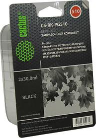 Заправочный комплект Cactus CS-RK-PG510 Black (2x30мл) для Canon Pixma IP2700/MP240/250/260/270/MX320/330