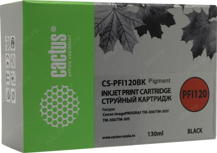 Картридж Cactus CS-PFI120BK Black для Canon iPF TM-200/TM-205/TM-300/TM-305 - фото 1 - id-p212698427