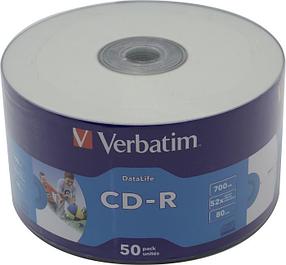 Диск CD-R Verbatim 700Mb 52x sp. printable уп.50 шт 43794