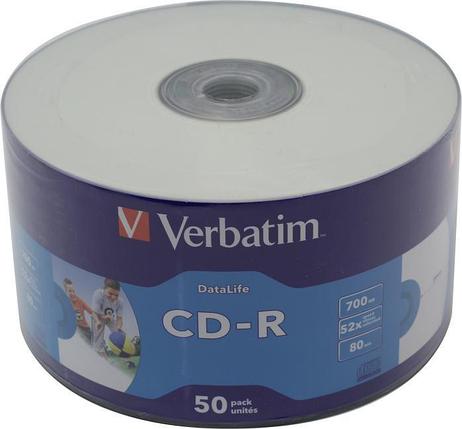 Диск CD-R Verbatim 700Mb 52x sp. printable уп.50 шт 43794, фото 2