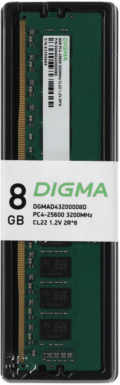 Память DDR4 8Gb 3200MHz Digma DGMAD43200008D RTL PC4-25600 CL22 DIMM 288-pin 1.2В dual rank Ret - фото 1 - id-p220888346