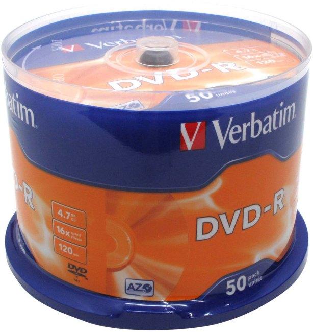 Диск DVD-R Disc Verbatim 4.7Gb 16x уп.50шт на шпинделе 43548