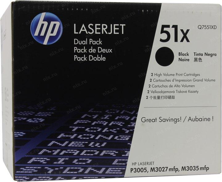 Картридж HP Q7551XD (№51X) Dual Pack BLACK для HP LJ P3005 M3027mfpM3035mfp (повышенной ёмкости) - фото 1 - id-p216982971