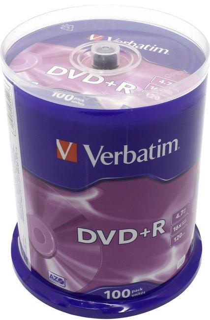 Диск DVD+R Disc Verbatim 4.7Gb 16x уп.100 шт на шпинделе 43551 - фото 1 - id-p210227563