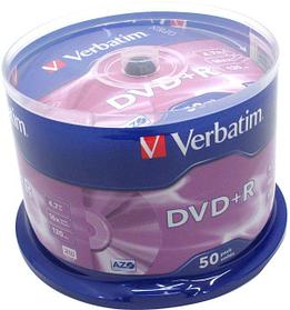 Диск DVD+R Verbatim 4.7Gb 16x Cake Box (50шт) (43550)