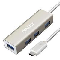 Хаб USB GR-518UB GINZZU TYPE C 4 порта USB3.0, 20см кабель, серебристый