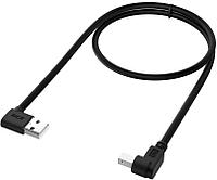 Greenconnect Кабель 0.5m USB 2.0, AM угловой/BM угловой, черный, 28/28 AWG, экран, армированный,