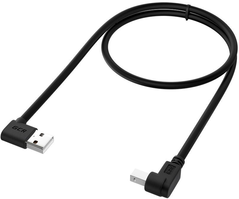 Greenconnect Кабель 0.5m USB 2.0, AM угловой/BM угловой, черный, 28/28 AWG, экран, армированный, - фото 1 - id-p213164903