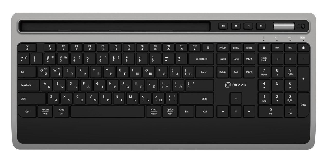 Клавиатура Оклик 860S черный USB беспроводная slim Multimedia (подставка для запястий) (1809323) - фото 1 - id-p218806097
