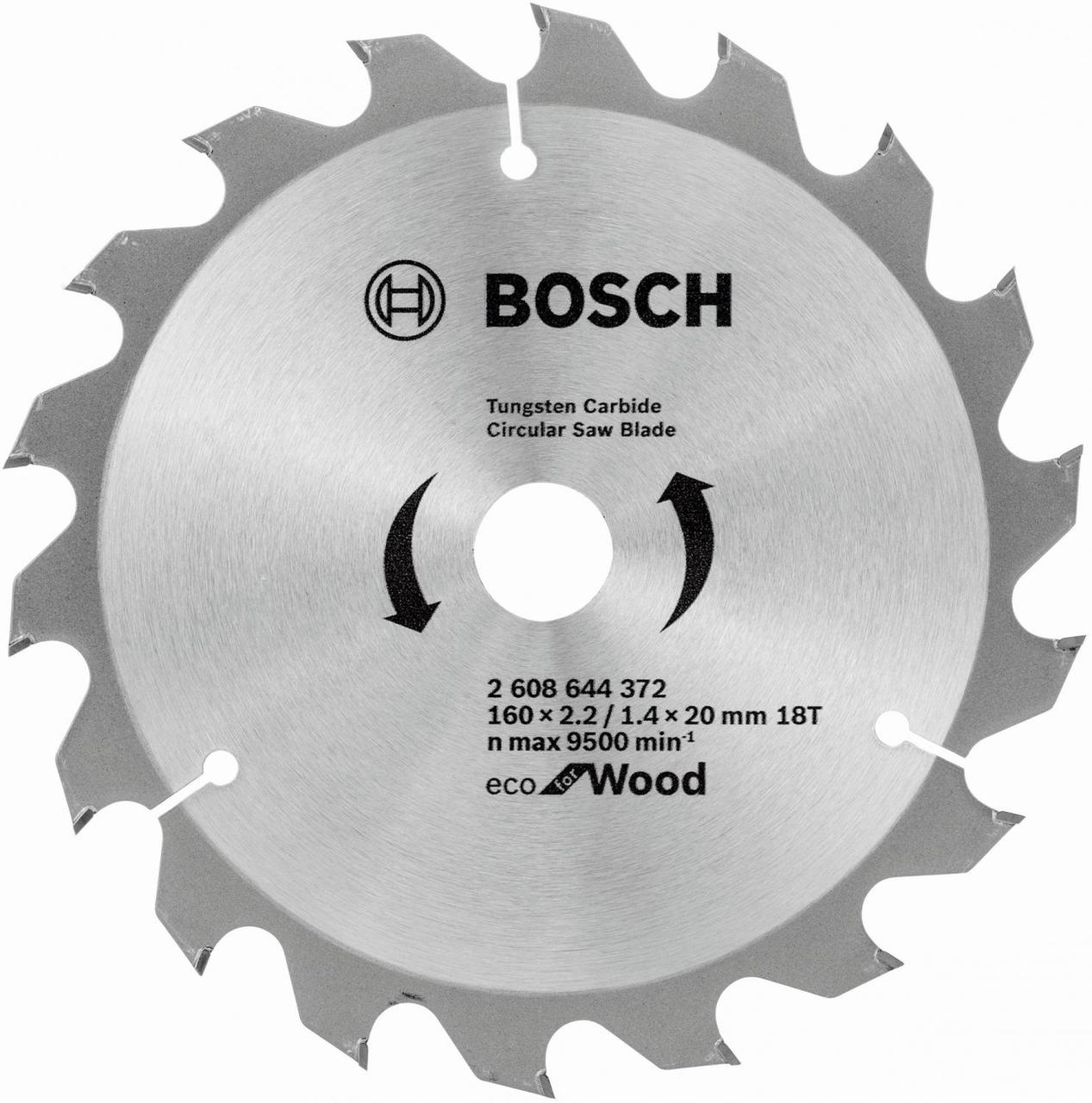 Диск пильный по дер. Bosch Eco for wood (2608644372) d 160мм d(посад.) 20мм (циркулярные пилы) (упак.:1шт) - фото 1 - id-p214692095