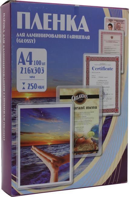 Пленка для ламинирования Office Kit 250мкм A4 (100шт) глянцевая 216x303мм Office Kit (PLP12123-1) - фото 1 - id-p222074473