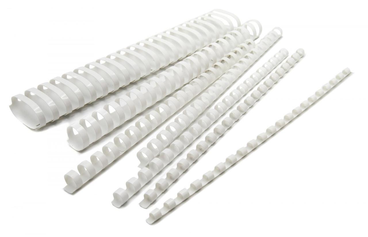 Пружины для переплета пластиковые Silwerhof d 19мм 116-135лист A4 белый (100шт) - фото 1 - id-p203916180