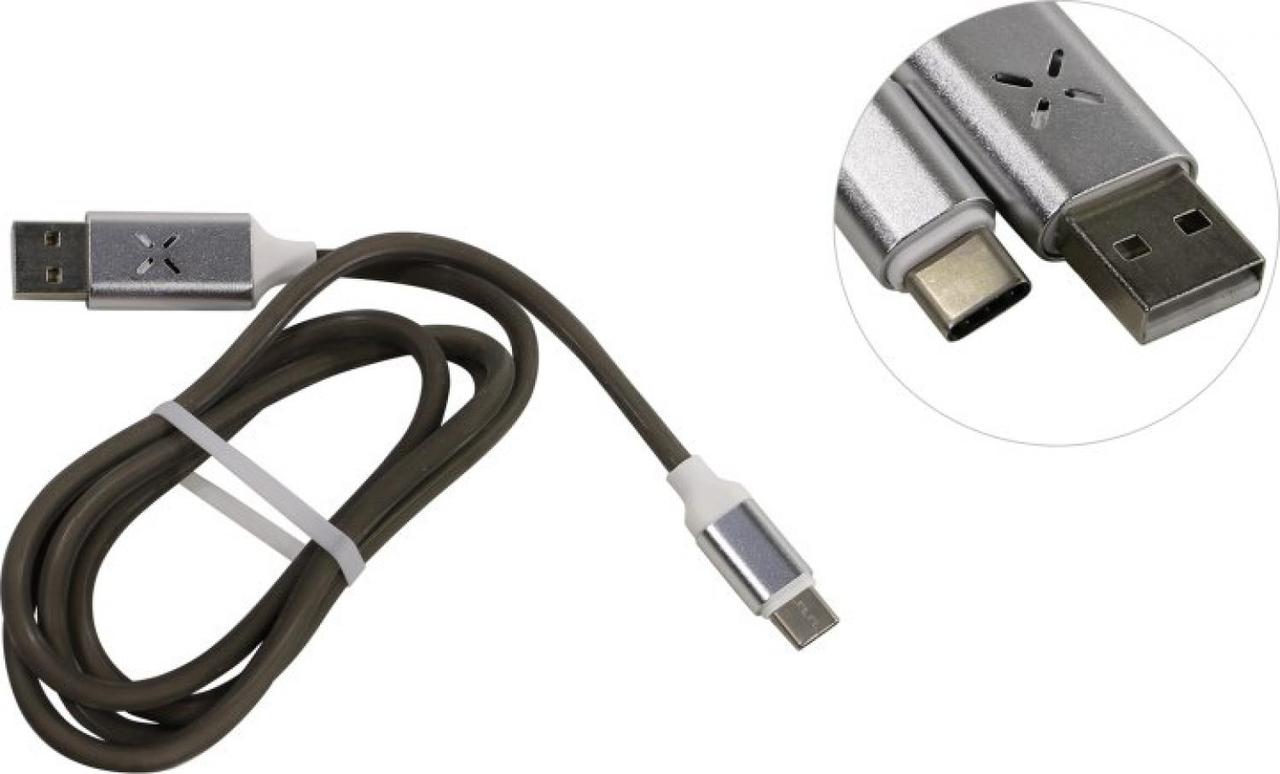 Кабель USB 2.0 AM-- USB-C 1м с подсветкой (активируется встроенным микрофоном) - фото 1 - id-p212711391
