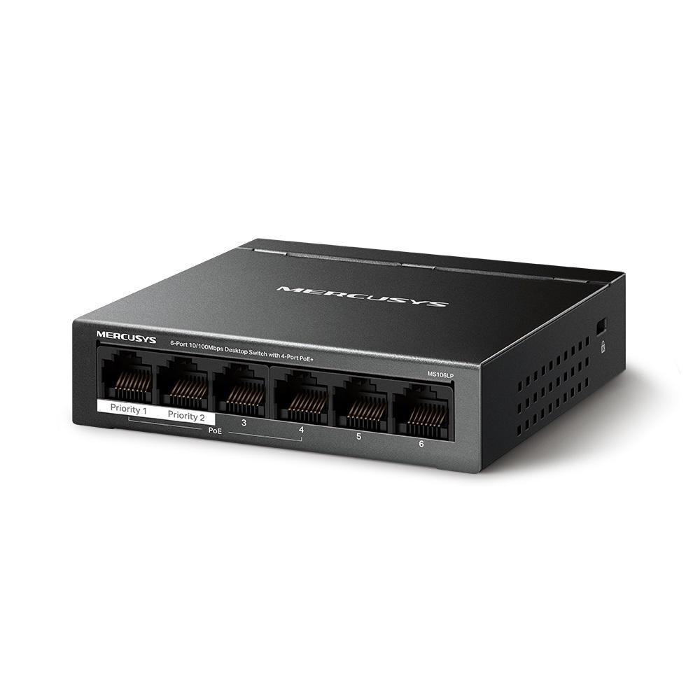 Коммутатор Mercusys MS106LP 6-Port Desktop Switch with 4-Port PoE+ - фото 1 - id-p214273416