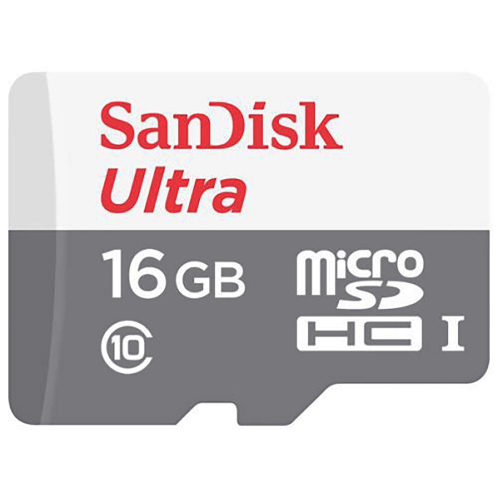 Карта памяти SanDisk Ultra SDSQUNS-016G-GN3MN microSDHC Memory Card 16Gb UHS-I U1 Class10 - фото 1 - id-p218188394