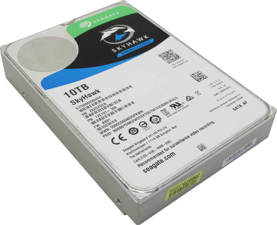 Жёсткий диск HDD 10 Tb SATA 6Gb/s Seagate SkyHawk Surveillance ST10000VX0004 3.5" 7200rpm 256Mb - фото 1 - id-p218580468