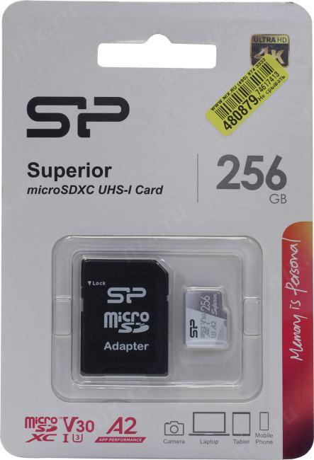 Карта памяти Silicon Power SP256GBSTXDA2V20SP microSDXC Memory Card 256Gb UHS-I U3 V30 A2 + microSD-- SD - фото 1 - id-p210055908
