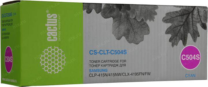 Картридж лазерный Cactus CS-CLT-C504S голубой (1800стр.) для Samsung CLP-415N/ CLX-4195FW/4195FN - фото 1 - id-p203909038
