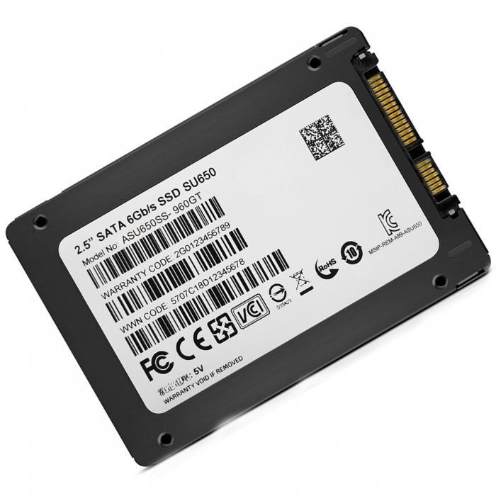 Накопитель SSD 960 Gb SATA 6Gb/s A-DATA Ultimate SU650 ASU650SS-960GT-R 2.5" 3D TLC - фото 1 - id-p208384834