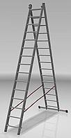 Лестница алюминиевая двухсекционная 2х15 ступеней профессиональная NV522 Новая высота 5220215