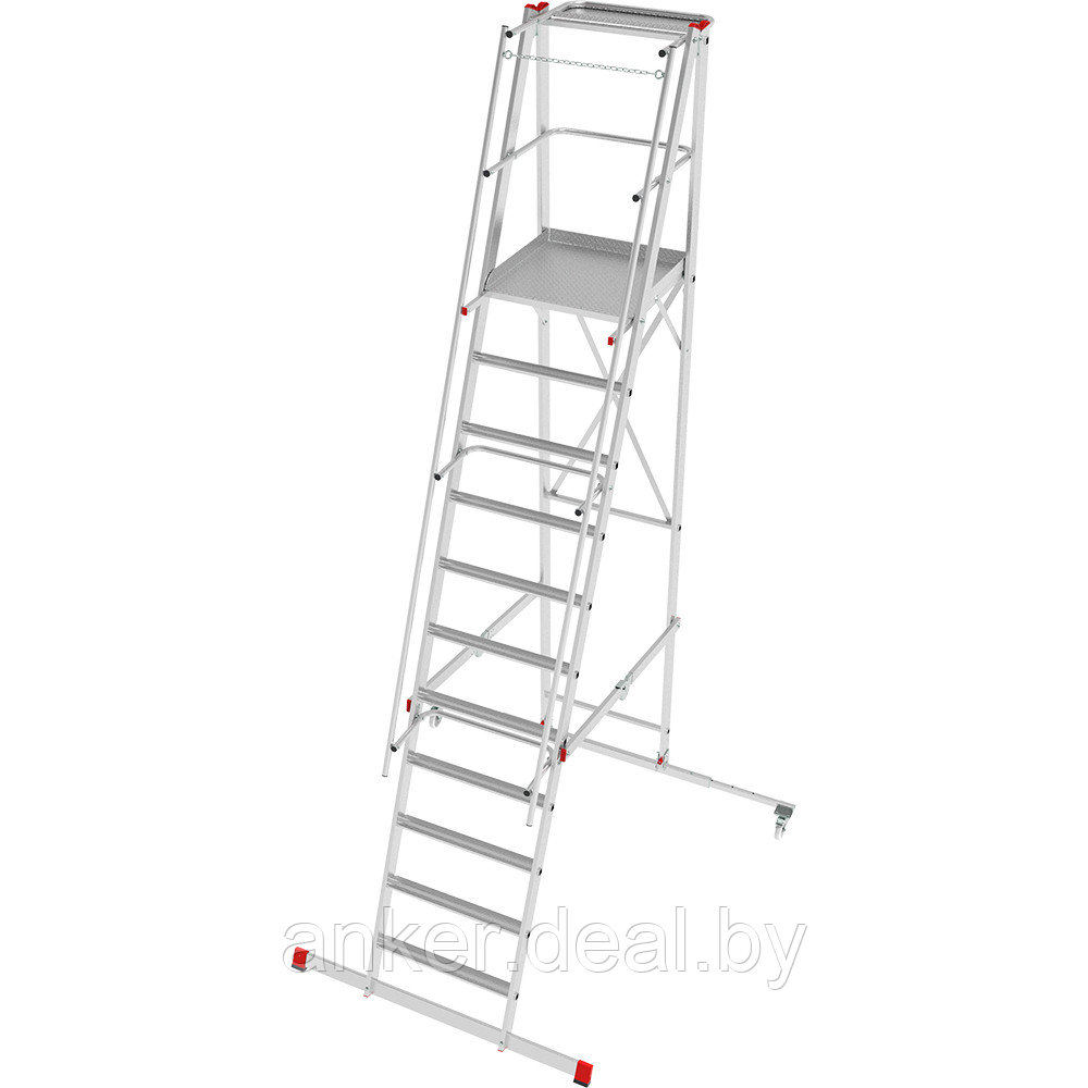 Передвижная складная лестница с площадкой профессиональная NV 5540 1*11 ступеней Новая высота - фото 1 - id-p222547014