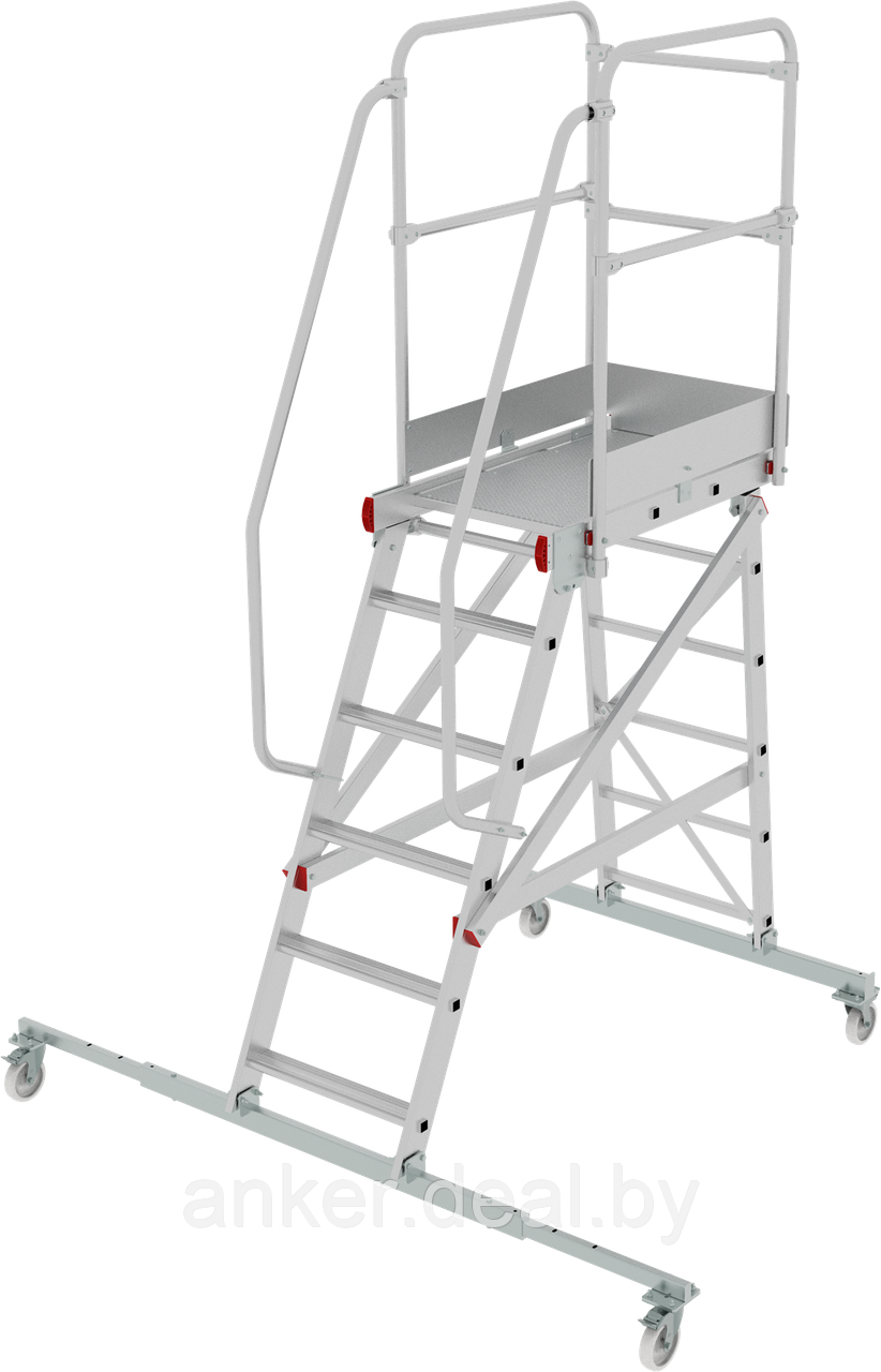Передвижная лестница-подмости 6 ступени с платформой и ограждением 1,1 м NV5510 Новая высота 5510106 - фото 1 - id-p222547064