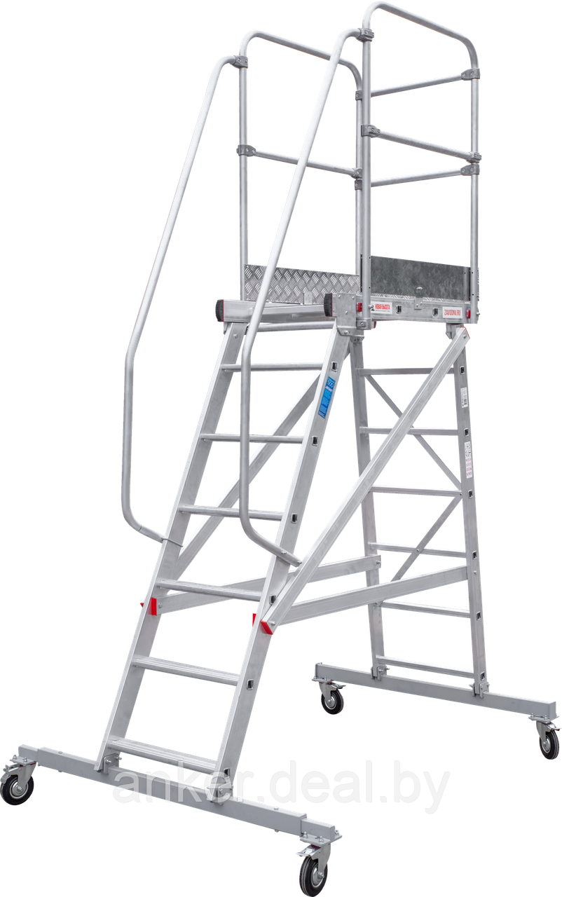 Передвижная лестница-подмости 7 ступени с платформой и ограждением 1,1 м NV5510 Новая высота 5510107 - фото 1 - id-p222547065