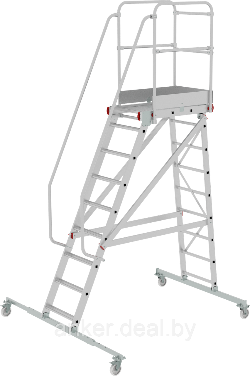 Передвижная лестница-подмости 9 ступени с платформой и ограждением 1,1 м NV5510 Новая высота 5510109 - фото 1 - id-p222547067