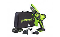 Мини-пила цепная аккумуляторная Greenworks G24MCS10K2 24В