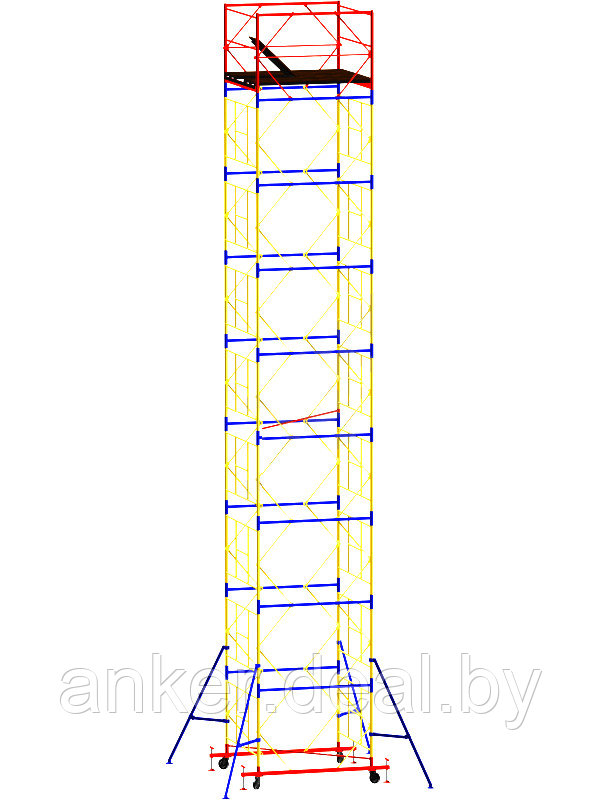 Вышка тура ВСР-5, рабочая высота 12.1 м, площадка 1.6x1.6 м, стальная - фото 1 - id-p222546737