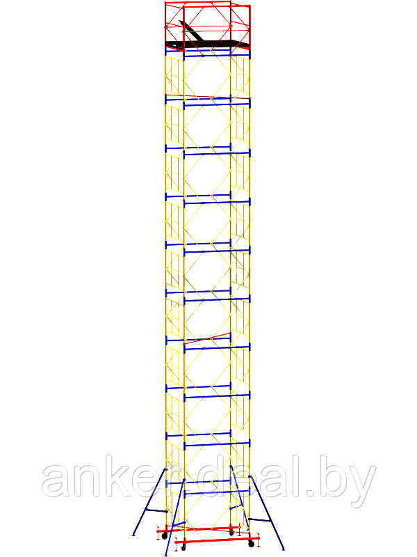 Вышка тура ВСР-5, рабочая высота 14.6 м, площадка 1.6x1.6 м, стальная - фото 1 - id-p222546739