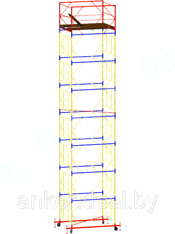 Вышка тура ВСР-6, рабочая высота 10.8 м, площадка 1.6x2.0 м, стальная - фото 1 - id-p222546752