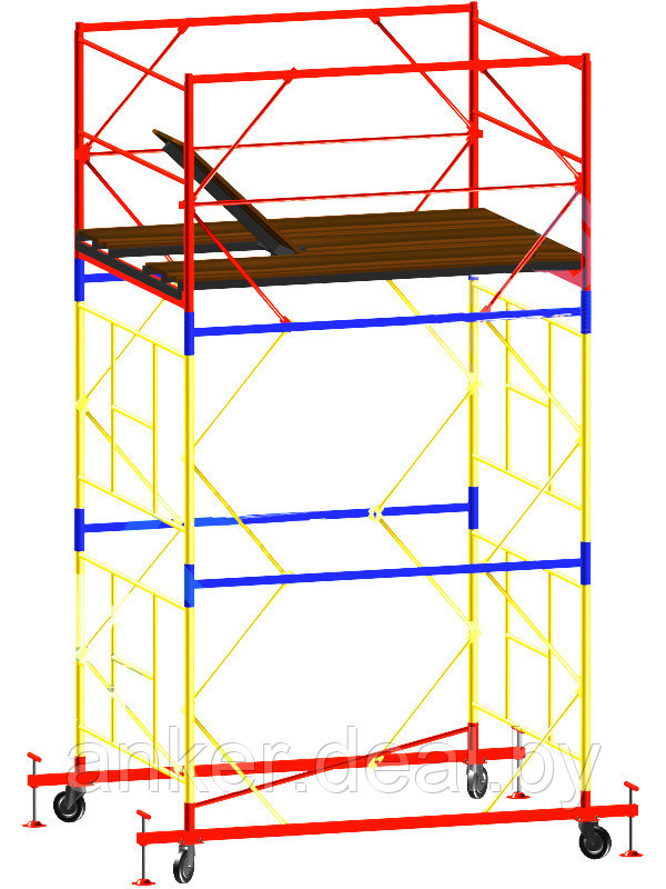 Вышка тура ВСР-6, рабочая высота 4.7 м, площадка 1.6x2.0 м, стальная - фото 1 - id-p222546763