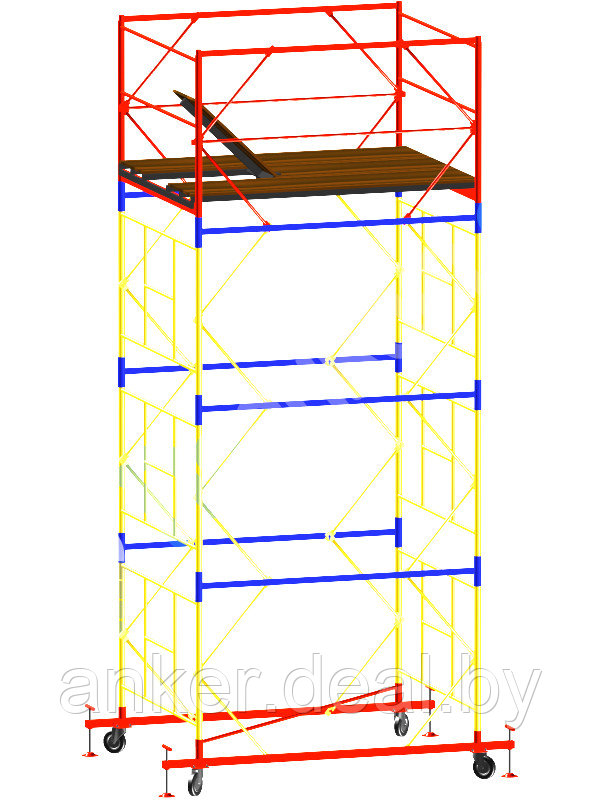 Вышка тура ВСР-6, рабочая высота 5.9 м, площадка 1.6x2.0 м, стальная - фото 1 - id-p222546764