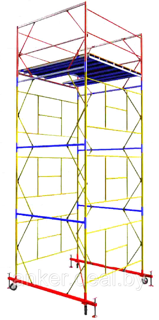 Вышка тура ВСР-7, рабочая высота 5.9 м, площадка 2.0x2.0 м, стальная - фото 1 - id-p222546780