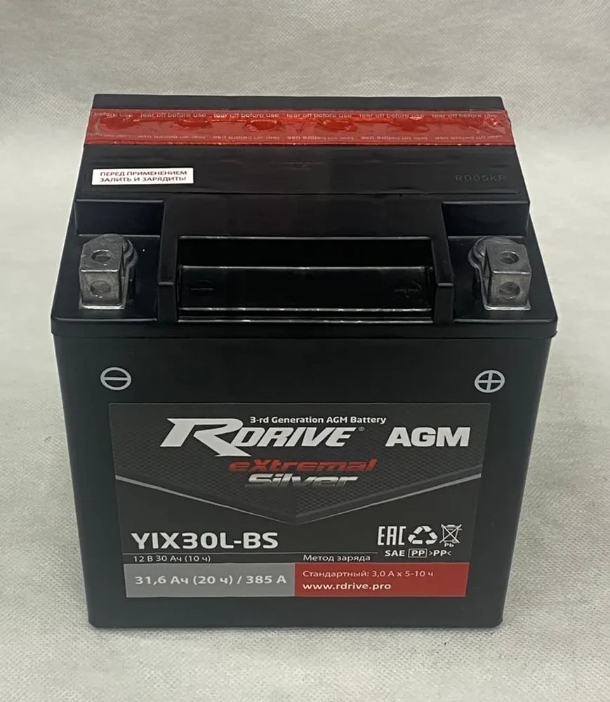 31.6 Ah Аккумулятор RDrive Extremal Silver YIX30L-BS AGM - фото 1 - id-p222556920
