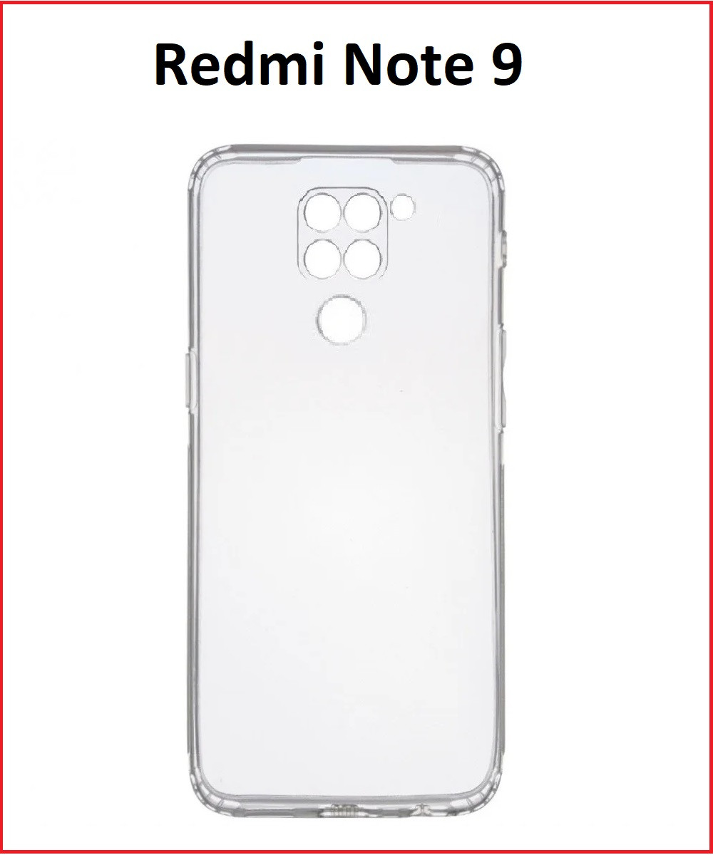 Чехол-накладка для Xiaomi Redmi Note 9 (силикон) прозрачный с защитой камеры - фото 1 - id-p127441154