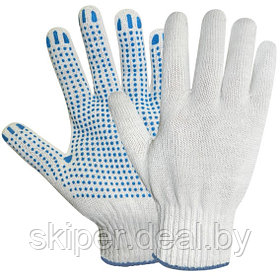 Перчатки трикотажные с ПВХ покрытием Точка, белые, 7,5 класс вязки