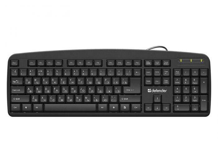 Геймерская клавиатура с подсветкой Defender Office HB-910 черная 45910 мембранная игровая для компьютера - фото 1 - id-p222539876